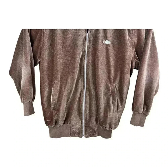 Vintage 70’s “Crocodile” Logo Lacoste Velour Jacket Zip-Up Brown Size XXXL L@@k - Picture 3 of 15